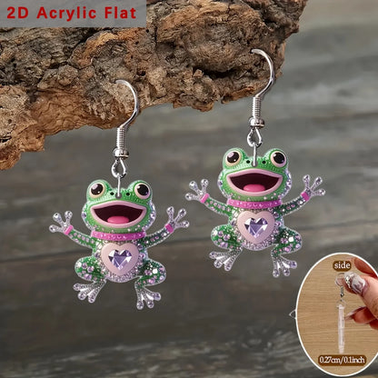 Women'S Sparkling Frog Pendant Earrings