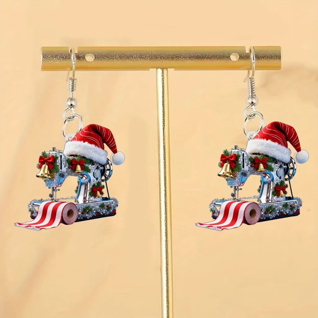 Christmas Sewing Machine Earrings