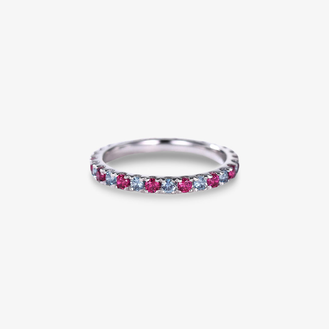 Diabetes Awareness Gift Blue&Red Diamonds Ring