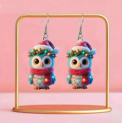 Christmas Owl Scarf Earrings