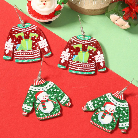 Christmas Cartoon Snowman Earrings