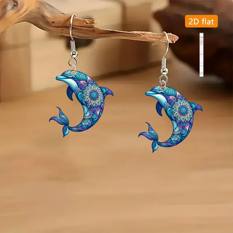 Christmas Blue Dolphin Earrings