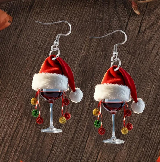 Christmas Elegant Wine Glass Earrings