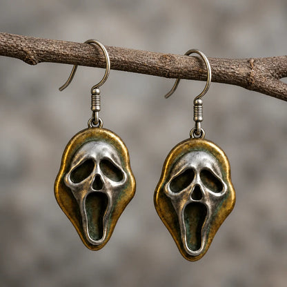 Vintage Screaming Ghost Mask Dangle Earrings