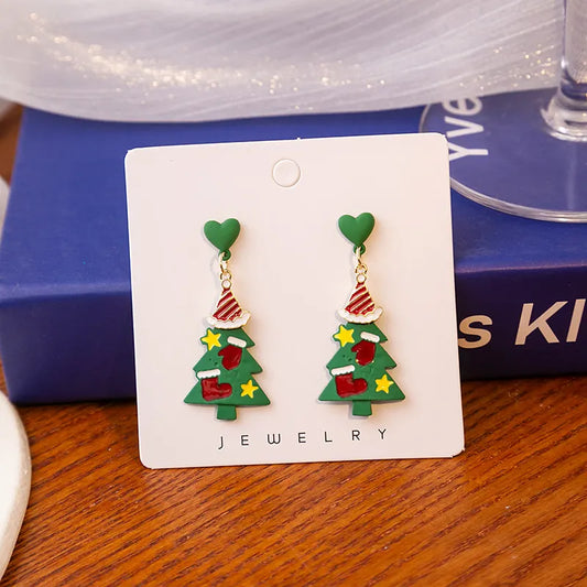 Christmas Tree Holiday Color Blocked Earrings