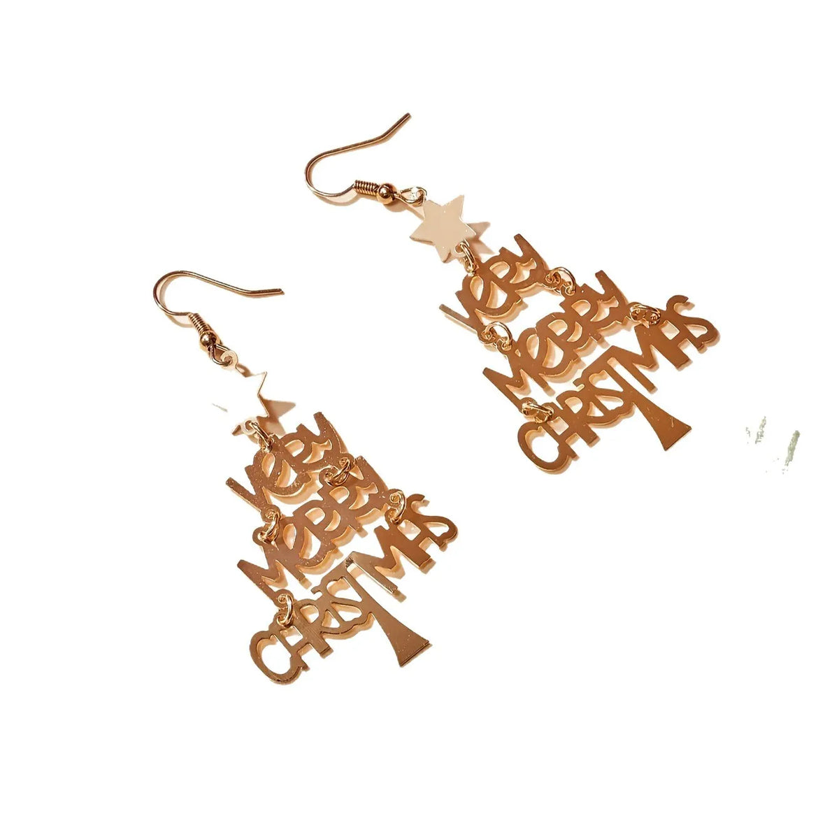 Happy Christmas Celebration Slogan Holiday Earrings