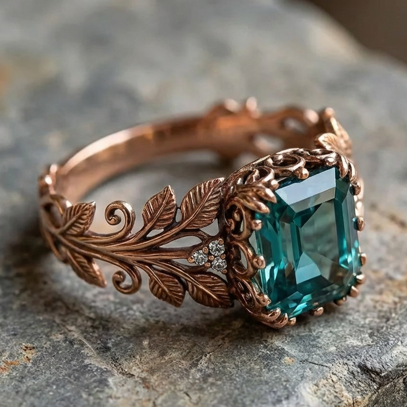 Gold And Blue Nature-Inspired Gemstone Ring
