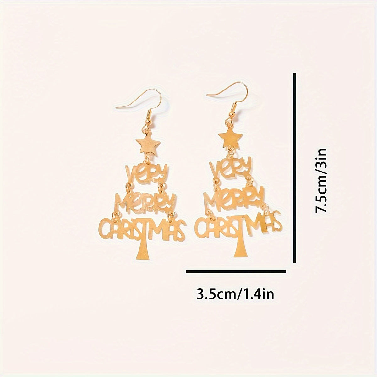 Happy Christmas Celebration Slogan Holiday Earrings