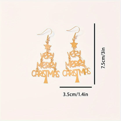 Happy Christmas Celebration Slogan Holiday Earrings