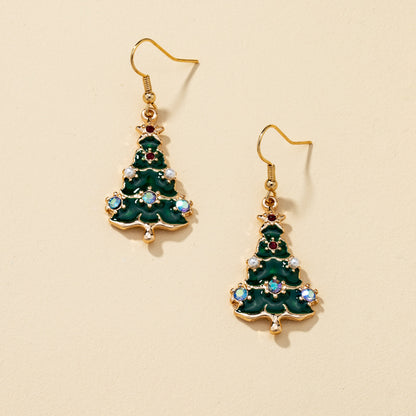 Christmas Tree Zircon Necklace Earring Set