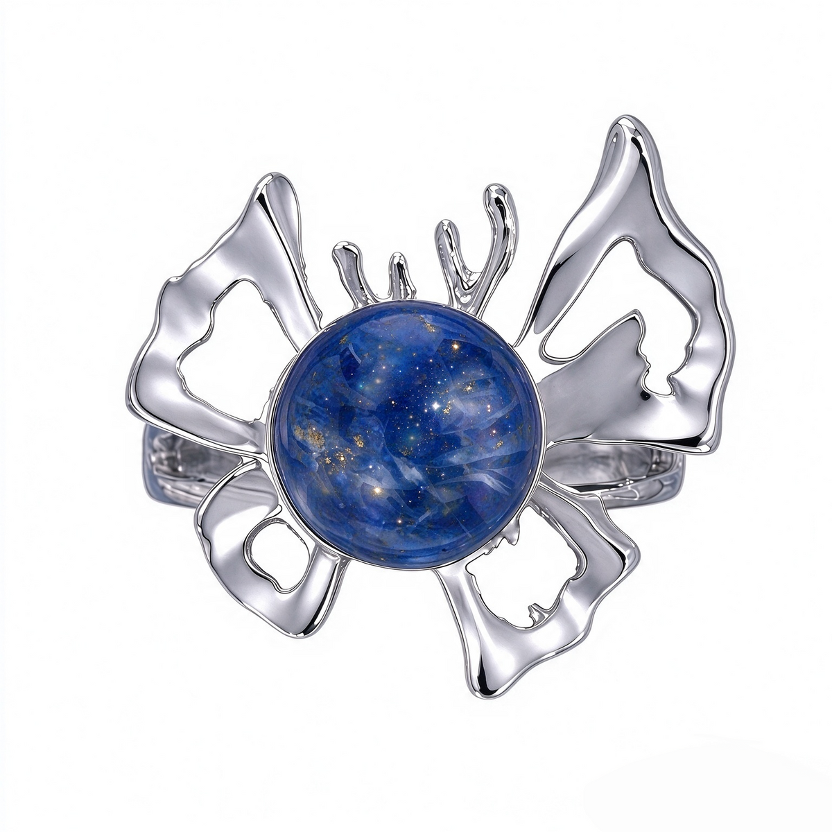 In Loving Memory - Sterling Silver Butterfly Crystal Orb Memorial Ring - 12 Birthstone Energy Keepsake