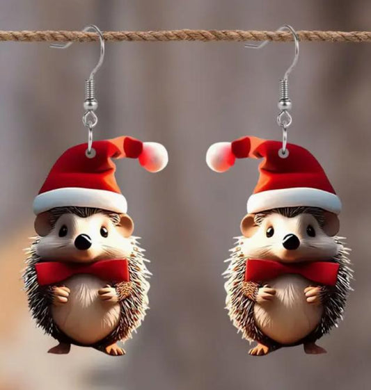 Christmas Hedgehog Earrings