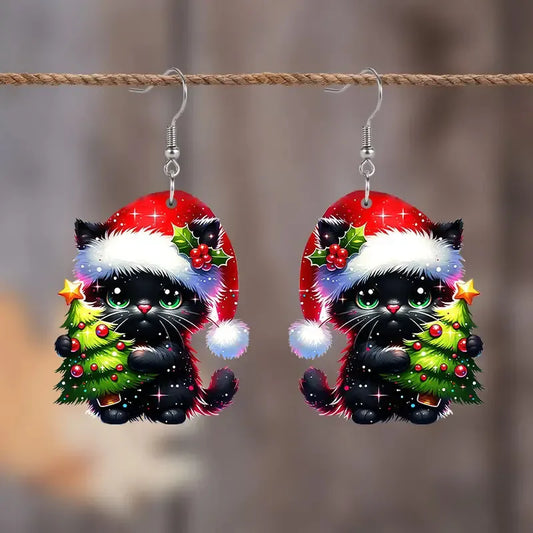 Christmas Cat Earrings
