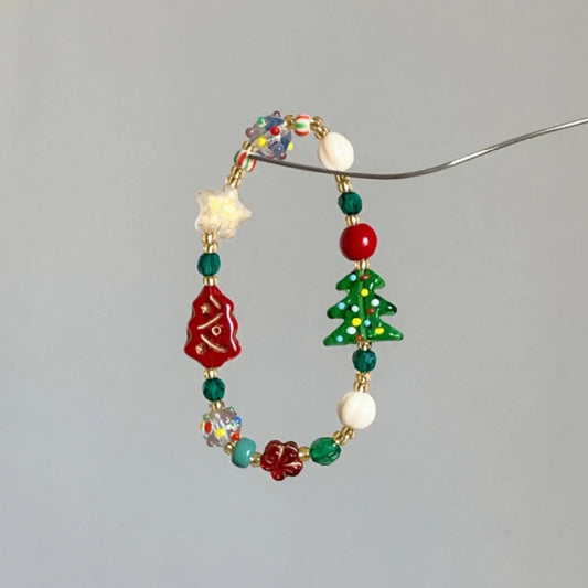 Christmas Tree Beaded Handmade Bracelet