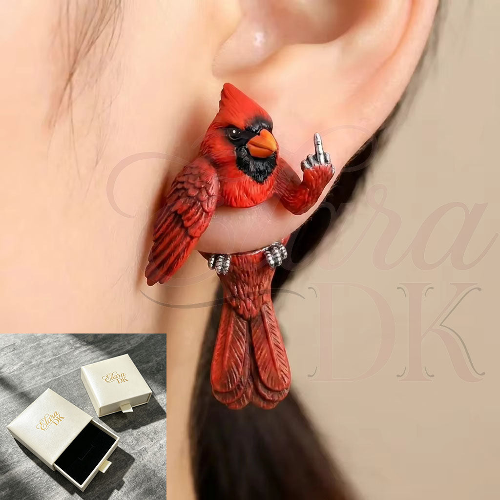 Northern Cardinal Middle Finger Earring