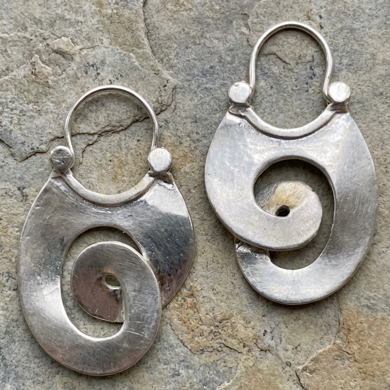 Vintage Irregular Form Silver Earrings