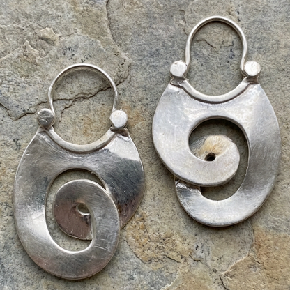 Vintage Irregular Form Silver Earrings