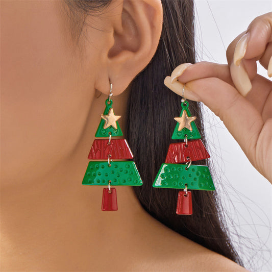 Vintage Christmas Tree Dangle Earrings