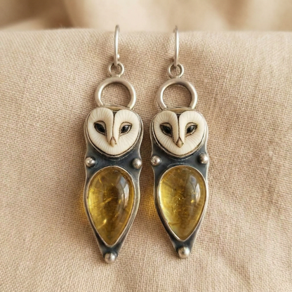 Moonlight Stone Owl Earrings