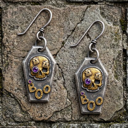 Vintage Gothic Coffin Dangle Spooky Earrings