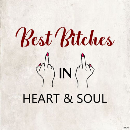 For Friends - Best bitches in heart & soul Half Diamond Ring