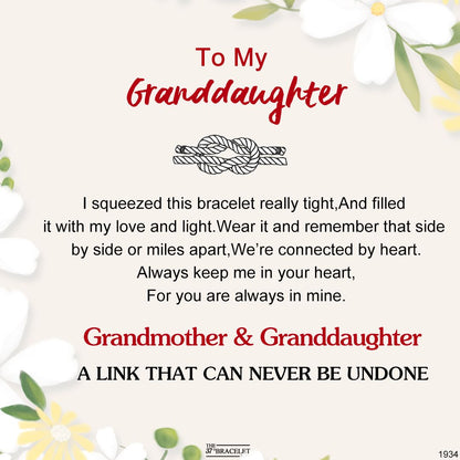 To My Granddaughter - A Link That Can Never Be Undone Peach Blossom Knot Bracelet