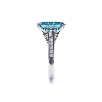 S925 Sterling Silver Emerald-Cut Sculpted Ring