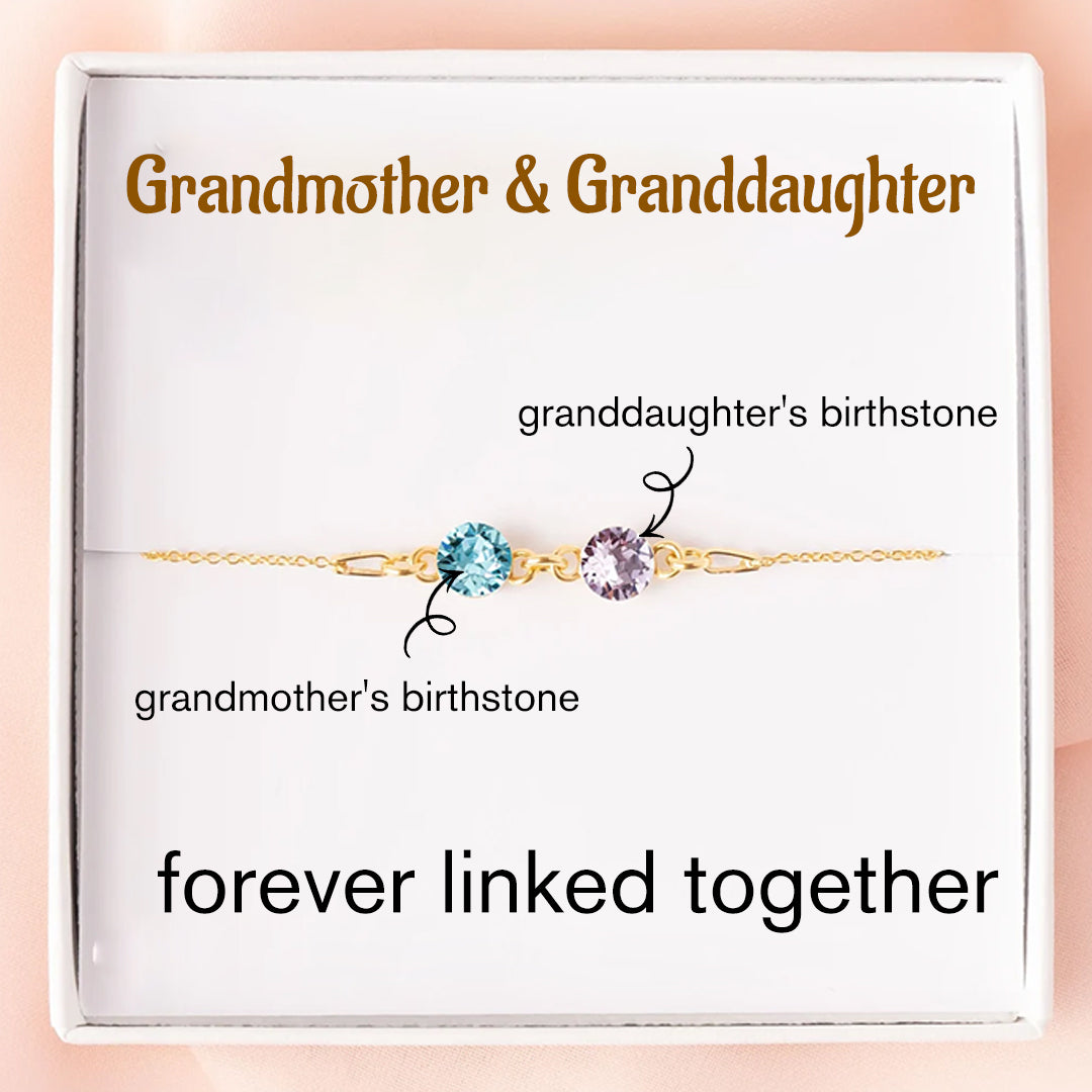 [⚡48% OFF] Grandmother And Granddaughter Forever Linked Together Custom Birthstones Bracelet