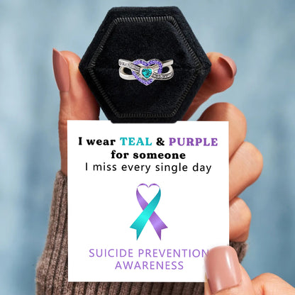 [⚡25% OFF] Suicide Prevention Awareness-Teal And Purple Heart Ring