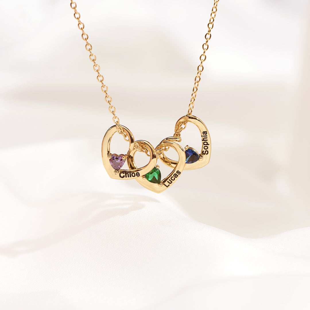 1-5 Heart & Name Pendants Necklace Gift Set