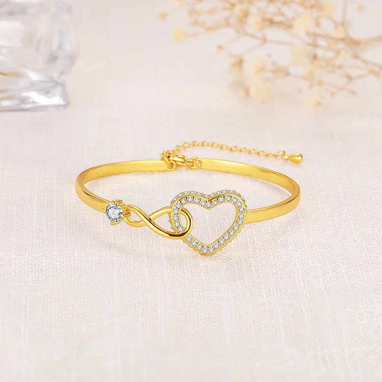 For Granddaughter - Grandmother & Granddaughter Forever Linked Together Infinite Heart Bracelet