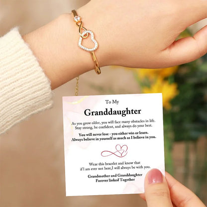 For Granddaughter - Grandmother & Granddaughter Forever Linked Together Infinite Heart Bracelet
