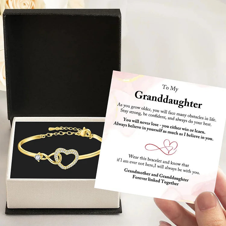 For Granddaughter - Grandmother & Granddaughter Forever Linked Together Infinite Heart Bracelet