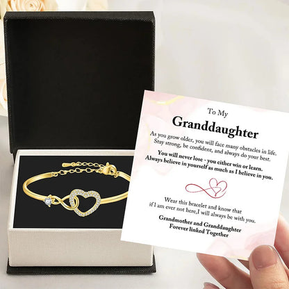 For Granddaughter - Grandmother & Granddaughter Forever Linked Together Infinite Heart Bracelet
