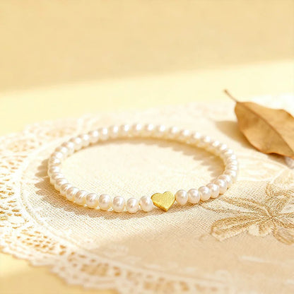 For Granddaughter - I Love You Forever & Always Pearl Heart Bracelet