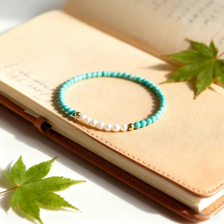 For Granddaughter - I Love You Forever & Always Turquoise & Pearl Bracelet
