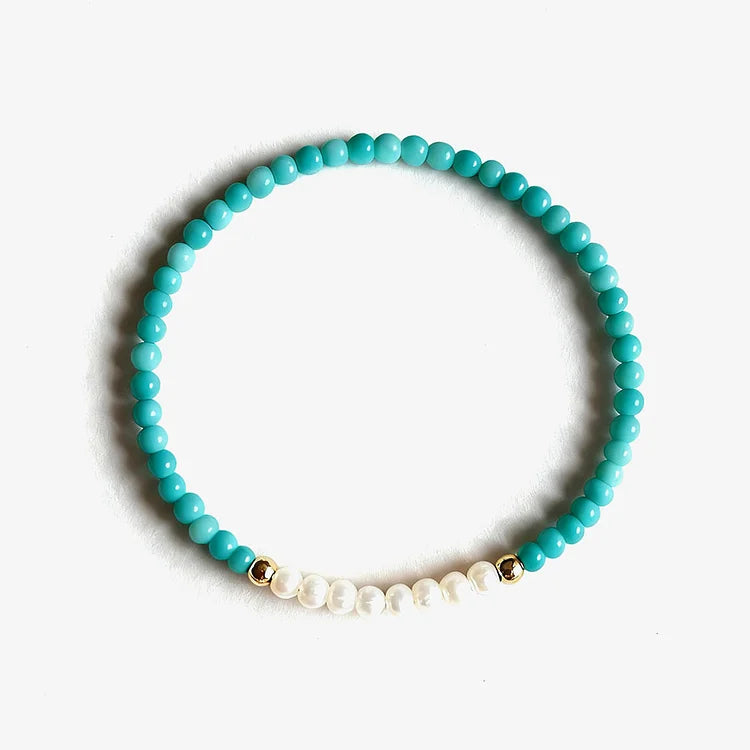 For Granddaughter - I Love You Forever & Always Turquoise & Pearl Bracelet