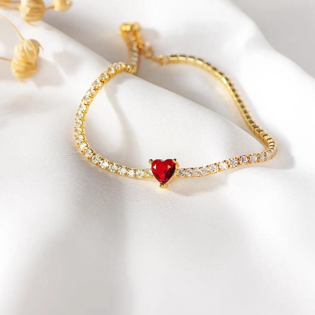 Heart Health Awareness-Red Heart Tennis Bracelet