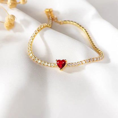 Heart Health Awareness-Red Heart Tennis Bracelet