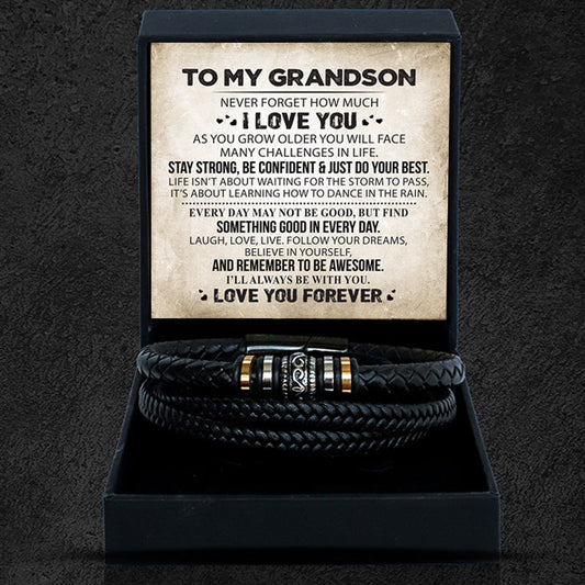 For Grandson - Laugh, Love, Live Vintage Bracelet Gift Set