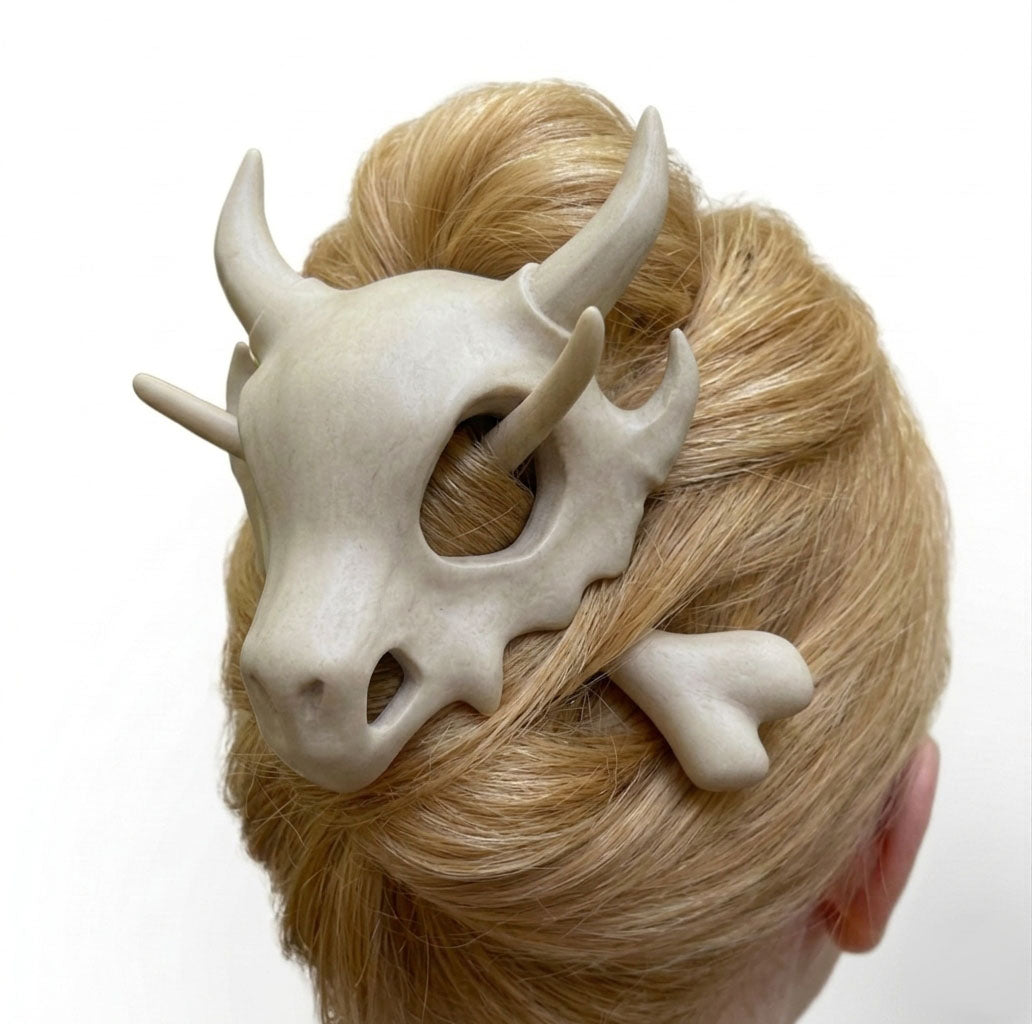 Gothic Dragon Skull Hair Stick & Slide Set
