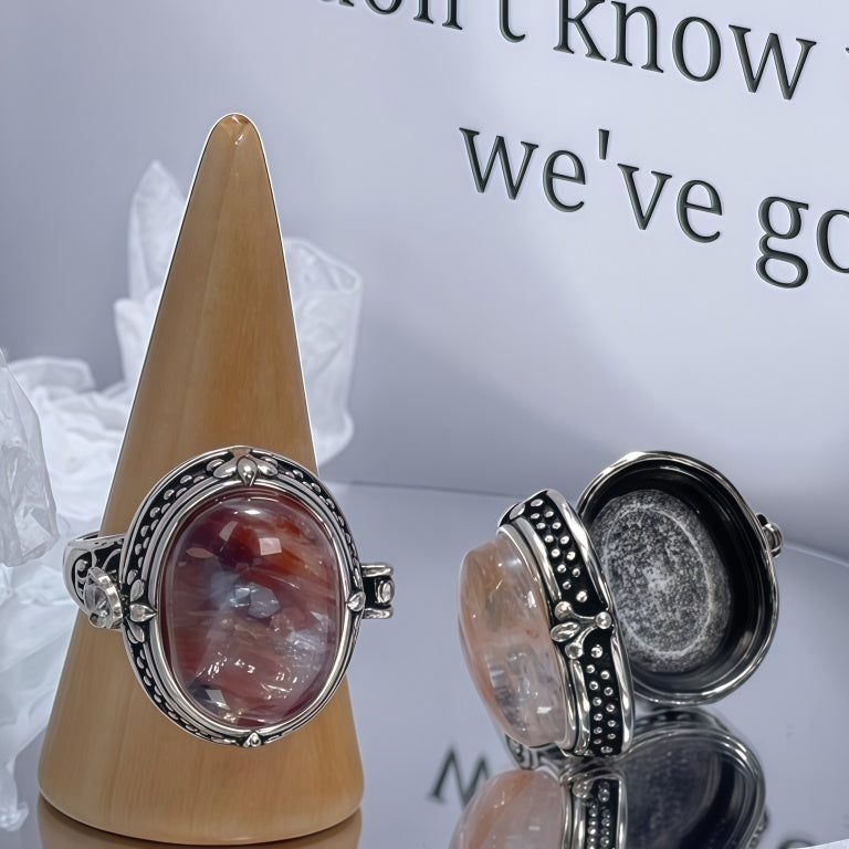 Mother’s Day Special: Natural Red Hematoid Quartz Locket Ring