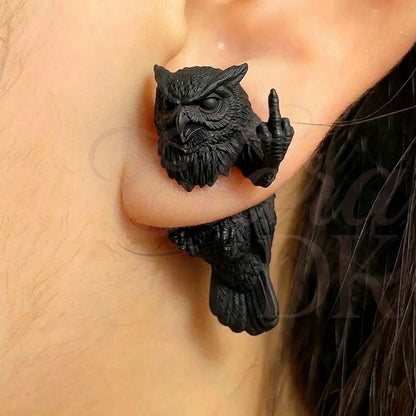 3D Owl Middle Finger Earring