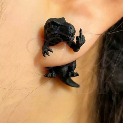 3D Tyrannosaurus Middle Finger Earring