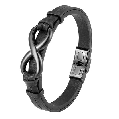 For Love - I Love You Forever And Always Infinity Leather Men's Bracelet