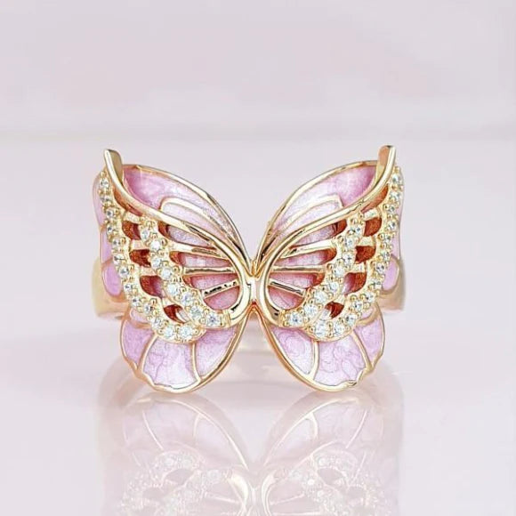 For Memorial - Diamond Double Butterfly Ring