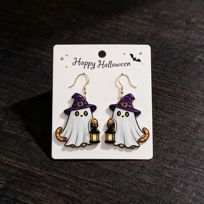 🎃 Halloween Cute Witch Cat Acrylic Earrings