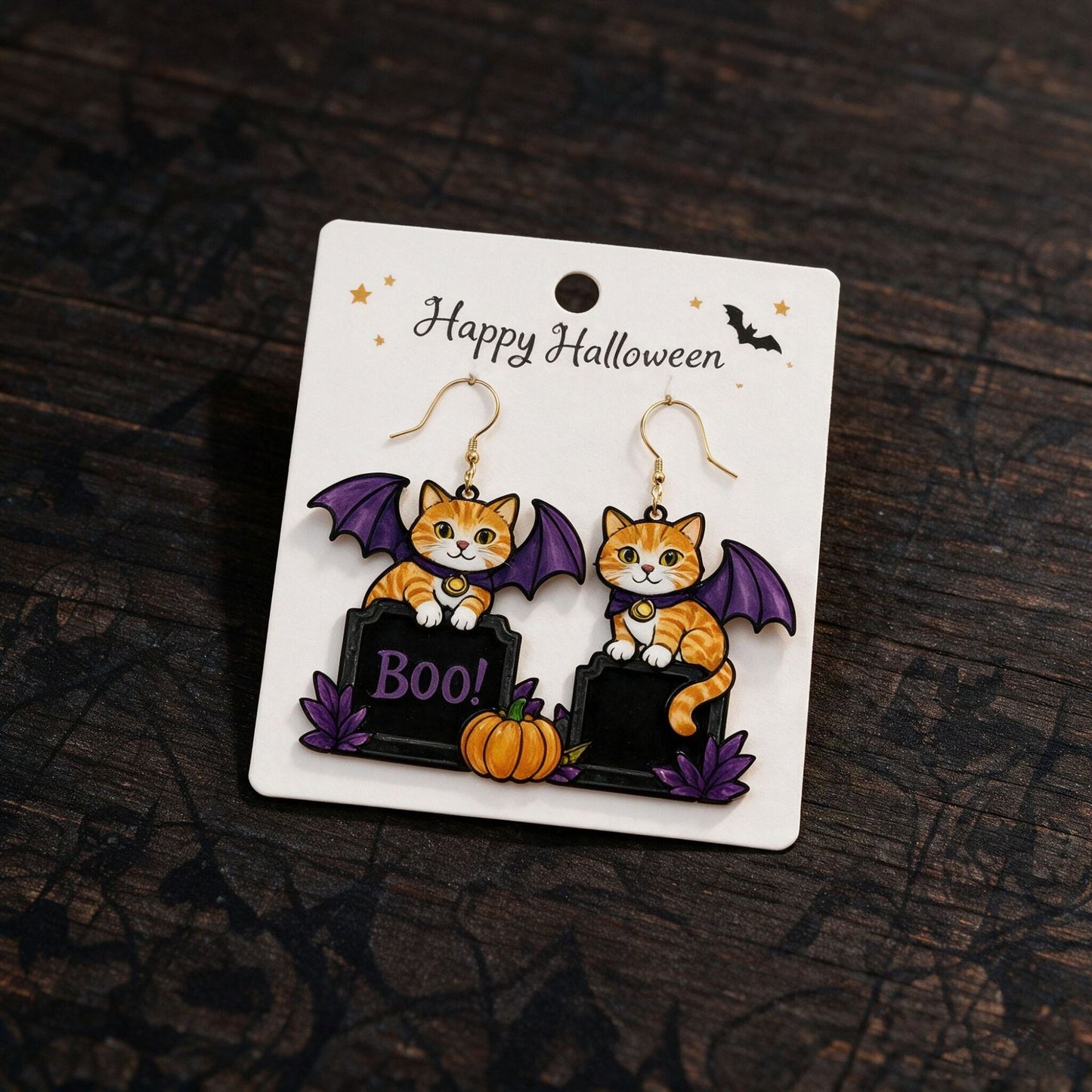 🎃 Halloween Cute Witch Cat Acrylic Earrings