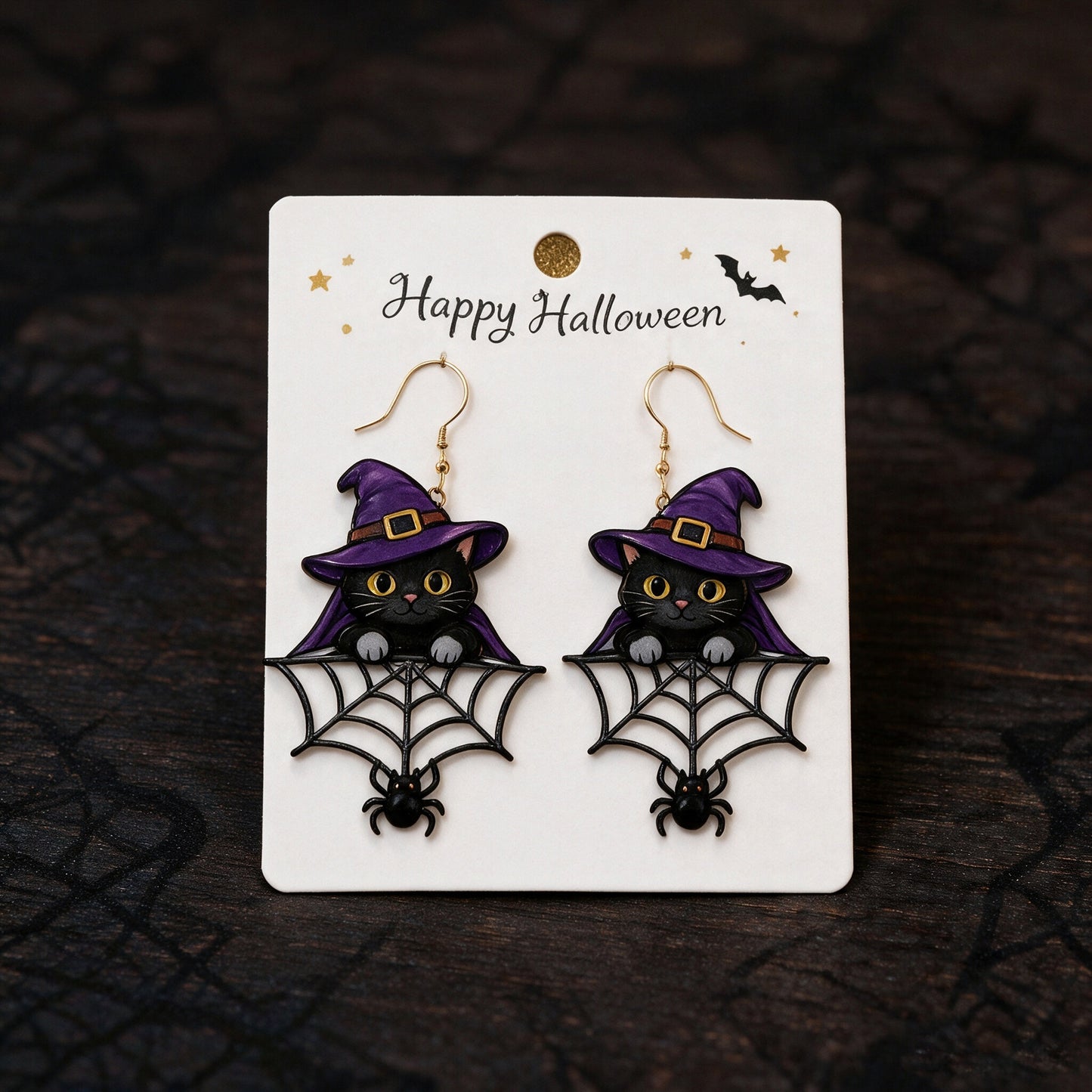 🎃 Halloween Cute Witch Cat Acrylic Earrings