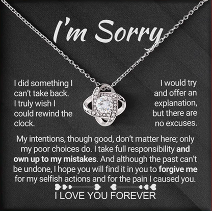 Apology Forever Rose Gift For Her - Necklace & Message Gift Set